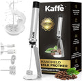 Kaffe Rechargeable Milk Frother w/Stand (12,000 RPM) - USB-C & New Upgraded Motor - Includes Two Whisk Sizes and Charging Cable - Milk Frother Handheld for Coffee - Milk Frothing Wand for Espresso